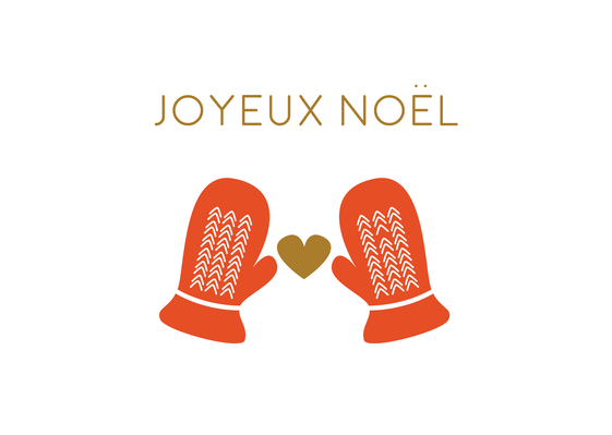 Carte Joyeux Noël minimaliste en moufles Carte de Noël minimaliste