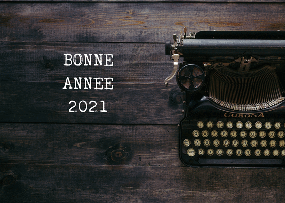 Carte Bonne année 2021 à la machine à écrire Carte de voeux vintage 2021