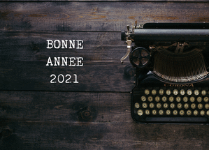 Carte Bonne année 2021 à la machine à écrire Carte de voeux vintage 2021