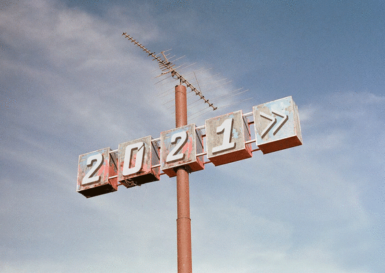 Carte Voeux 2022 sur panneau de motel vintage Carte de voeux retro 2022