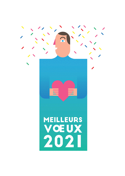 Carte Meilleurs voeux 2021 et confettis design Carte de voeux design 2021