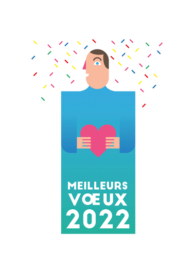 Carte Meilleurs voeux 2022 et confettis design Carte de voeux design 2022