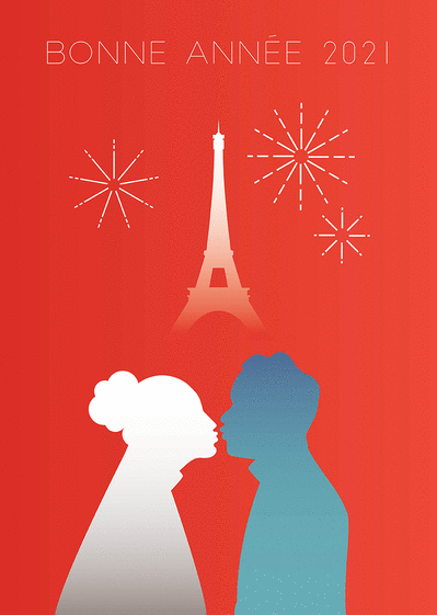 Carte Tour Eiffel design de bonne année 2021 Carte de voeux design 2021