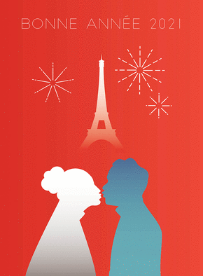 Carte Tour Eiffel design de bonne année 2021 Carte de voeux design 2021