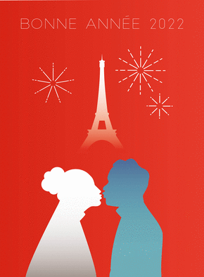 Carte Tour Eiffel design de bonne année 2022 Carte de voeux design 2022