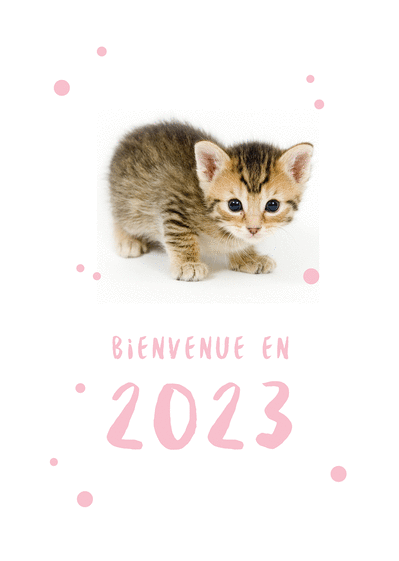 Carte Bienvenue en 2022 petit chaton Carte de voeux 2022 chat mignon