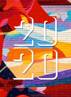 nouvelle ann&eacute;e 2020 sur un mur tendance