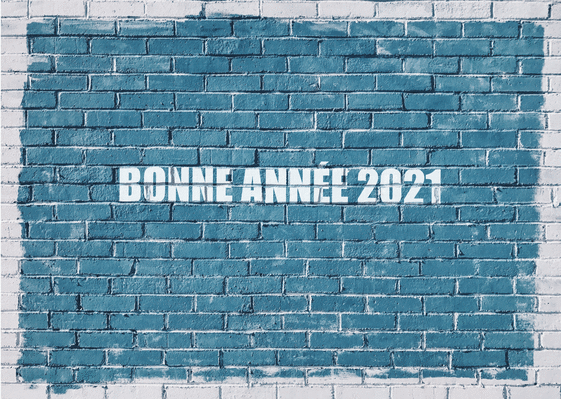 Carte Bonne année 2021 peint sur un mur Carte de voeux entreprise bâtiment 2021