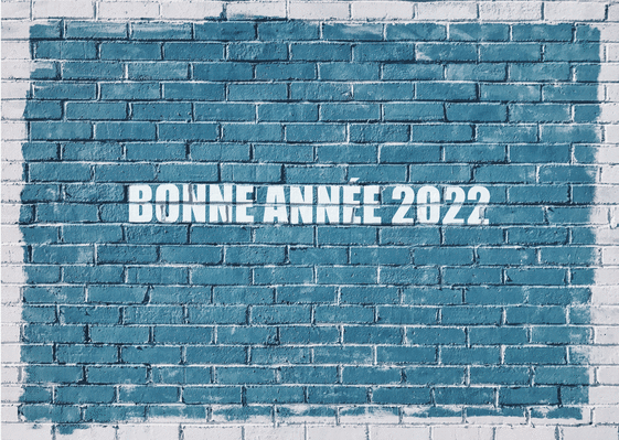 Carte Bonne année 2022 peint sur un mur Carte de voeux entreprise bâtiment 2022