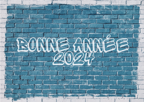 Carte Bonne année 2024 peint sur un mur Carte de voeux entreprise bâtiment 2024