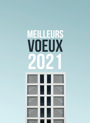Carte Meilleurs voeux 2021 sur un building Carte de voeux entreprise bâtiment 2021