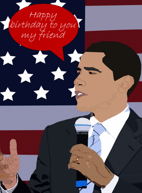 Carte Obama happy birthday Carte joyeux anniversaire en plusieurs langues