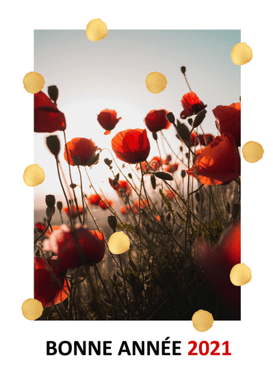 Carte Bonne année 2021 et coquelicots Carte de voeux entreprise originale 2021