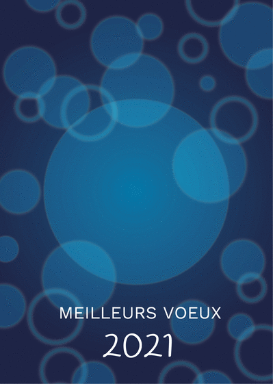 Carte Meilleurs voeux 2022 et bulles bleues Carte de voeux entreprise personnalisable 2022