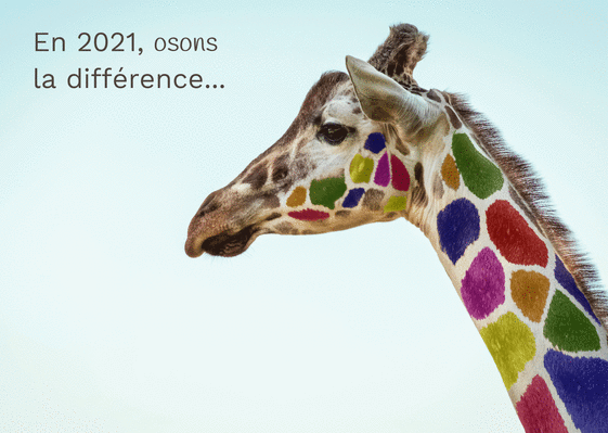 Carte Osons la différence pour la nouvelle année 2021 Carte de voeux entreprise humour 2021