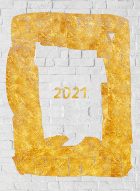 Carte Nouvelle année 2021 dorée sur un mur Carte de voeux entreprise bâtiment 2021