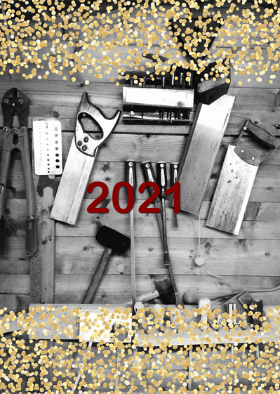 Carte Des outils pour la nouvelle année 2021 Carte de voeux entreprise bâtiment 2021