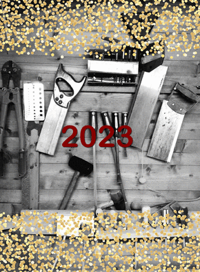Carte Des outils pour la nouvelle année 2023  Carte de voeux entreprise bâtiment 2023