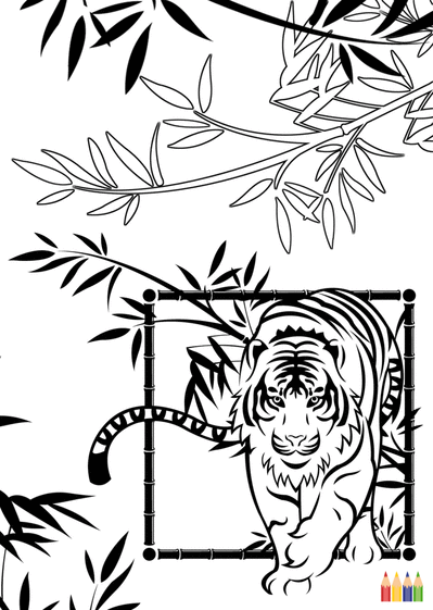 Carte Coloriage de tigre Carte coloriage