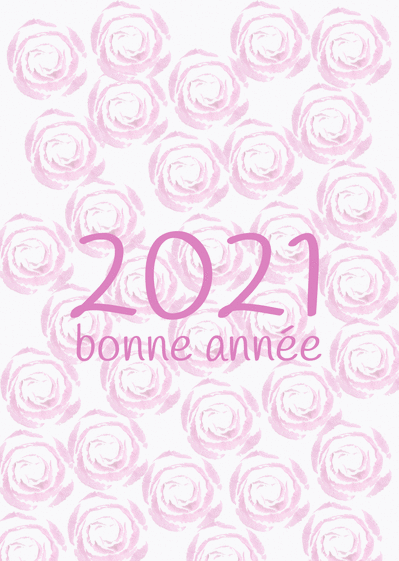 Carte bonne année 2022 sur fond de roses Carte de voeux 2022 avec des fleurs