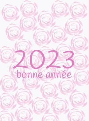 Carte bonne année 2023 sur fond de roses Carte de voeux 2023 avec des fleurs