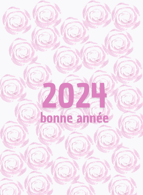 Carte Bonne année 2024 sur fond de roses Carte de voeux 2024 avec des fleurs