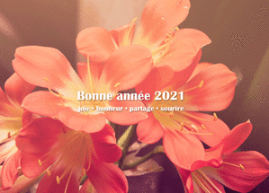 Carte Bonne année 2021 joie et bonheur Carte de voeux 2021 avec des fleurs