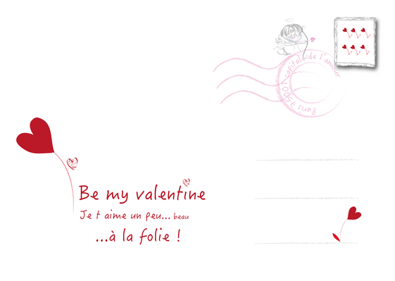 Carte  postale d`amour Carte St Valentin originale