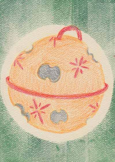 Carte Boule de noël au crayons de couleurs Carte de Noël enfant