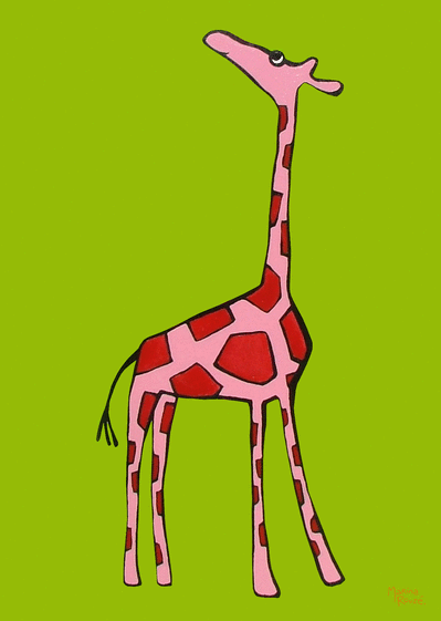 Carte La girafe rose Carte d'animaux