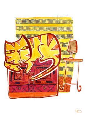 Carte Chat tigré en pleine sieste Carte chat et chaton