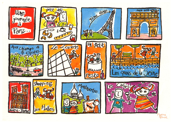 Carte Une journée à Paris Carte postale de Paris