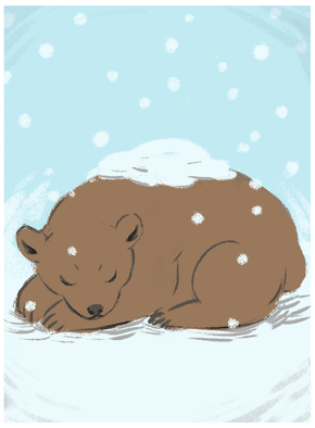 Carte Petit ours sous la neige d`hiver Carte de Février et d'hiver