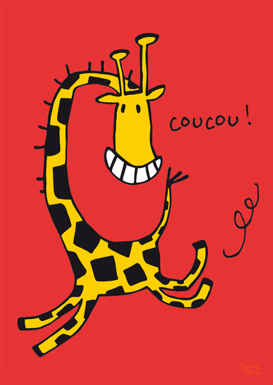 Carte Un bonjour de girafe rigolote Carte pour dire bonjour