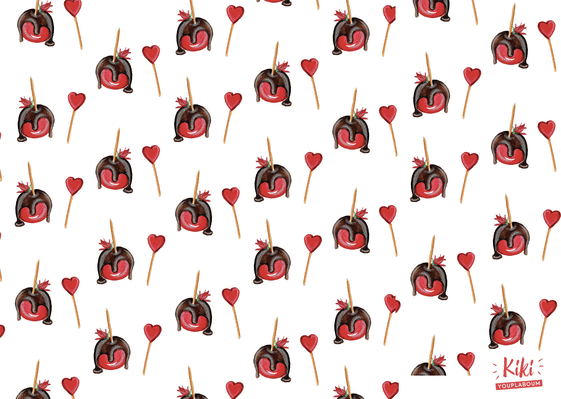Carte Pommes d`amour chocolat Carte Saint Valentin personnalisée
