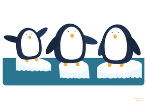 Carte Discussion des 3 pingouins Carte d'animaux