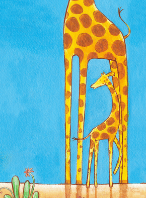 Carte Bébé girafe sous sa maman Carte de félicitations pour une naissance