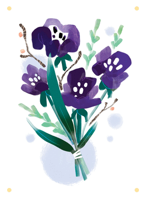 Carte Fleurs violettes à l`aquarelle Carte condoléances fleurs