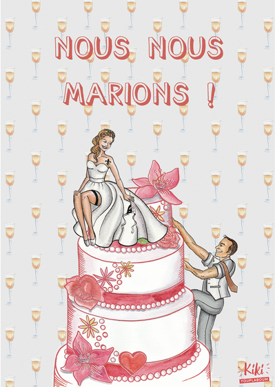 Carte Nous nous marions sur pièce montée Faire-part de mariage