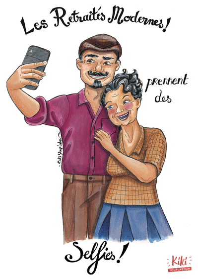 Carte Les retraités modernes et les selfies Carte humour