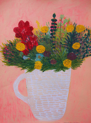 Carte Bouquet peint aux fleurs colorées Carte fête des mères avec des fleurs