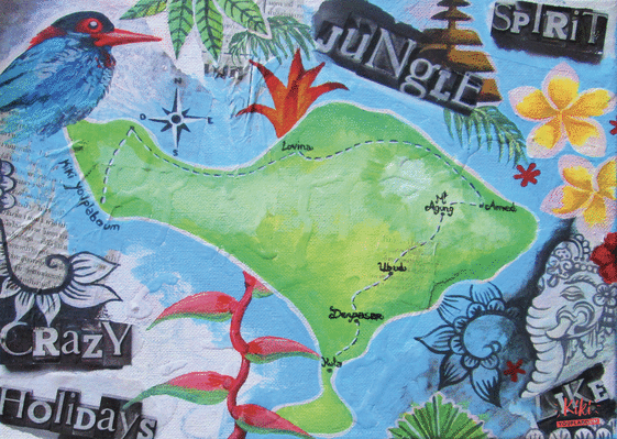Carte Faune et flore de Bali Carte postale de voyage
