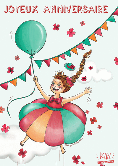 Carte Joyeux anniversaire jupe parachute Carte anniversaire enfant