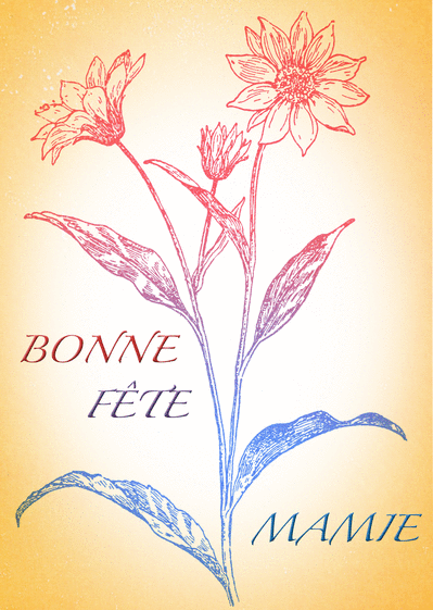 Carte Gravure de fleur Bonne fête mamie Carte bonne fête mamie vintage