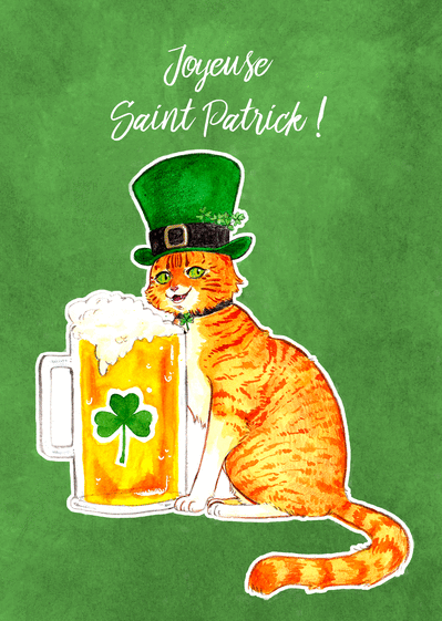 Carte Le chat roux de la St Patrick Carte Saint Patrick