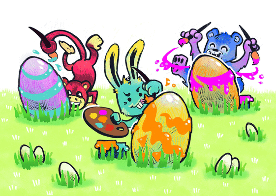 Carte Joyeuses Pâques des lapins créatifs Carte amusante de Pâques