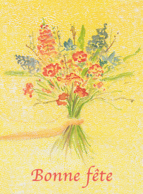 Carte Bonne fête et bouquet à la gouache Carte bonne fête avec des fleurs