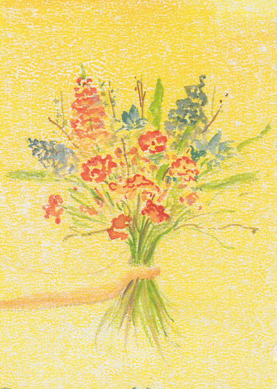 Carte Beau bouquet à la gouache Carte avec des fleurs