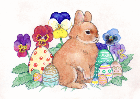 Carte Pâque et beau lapin à l`aquarelle Carte de Pâques