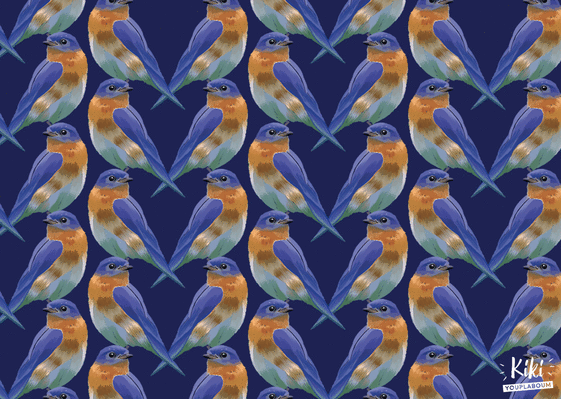 Carte  postale motifs d`oiseaux multicolores Carte avec un oiseau